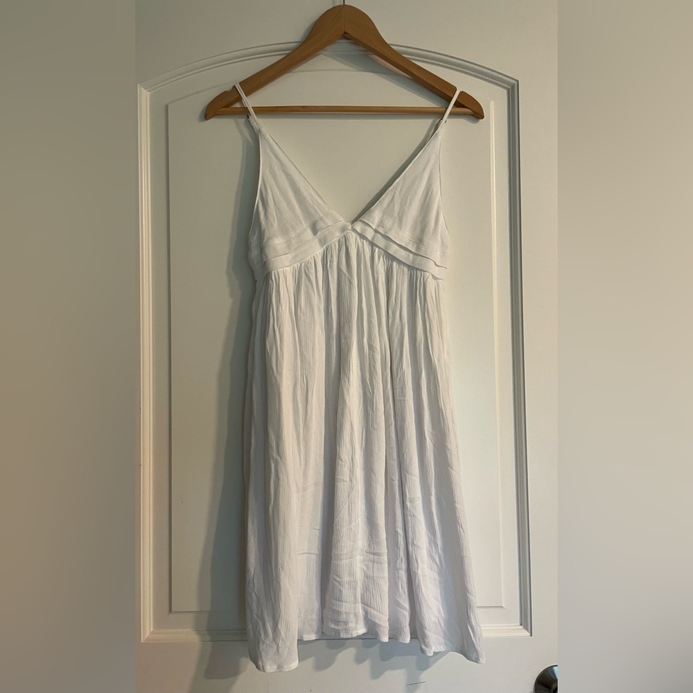 AEMI & CO Ruched Plunge Babydoll Mini Cocktail Dress S